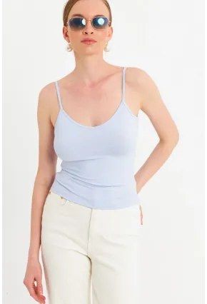 Kadın Açık Mavi Askılı Basic Atlet FLS06