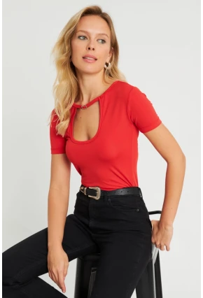 Kadın Aksesuarlı Bluz Kırmızı EY2734
