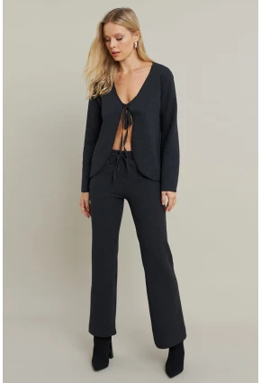 Kadın Antrasit Bağlama Detaylı Alt Üst Takım YLE1098