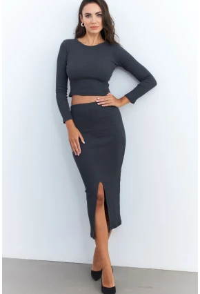 Kadın Antrasit Basic Kaşkorse Alt- Üst Takım XL2042
