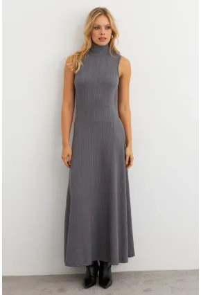 Kadın Antrasit Basic Maxi Elbise TF29
