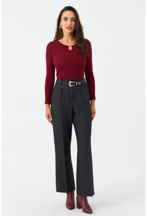 Kadın Antrasit Beli Lastikli Pantolon ELA6782