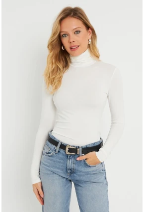Kadın Balıkçı Bluz Beyaz AYD290
