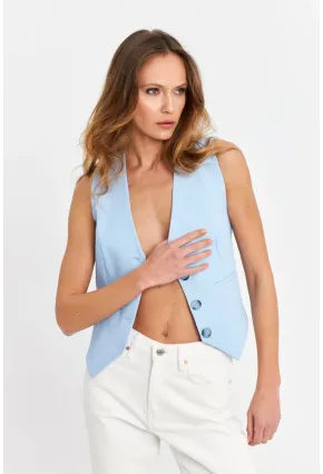 Kadın Bebe Mavi Keten Astarlı Yelek TW60046