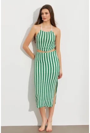 Kadın Benetton-Yeşil Etekli Triko Takım ROP108