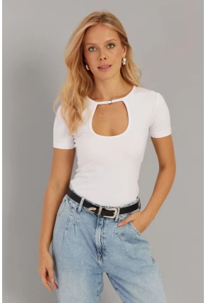 Kadın Beyaz Aksesuarlı Bluz EY2734