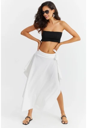 Kadın Beyaz Asımetrık Etek LV52