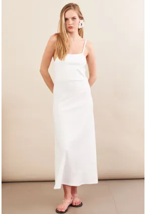 Kadın Beyaz Askılı Midi Elbise FLU7314