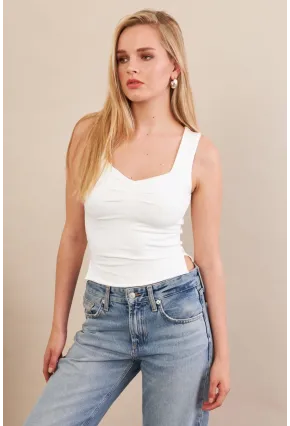 Kadın Beyaz Büzgülü Bluz FLU325