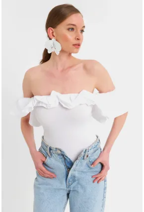 Kadın Beyaz Çıtçıtlı Straplez Body TPG07