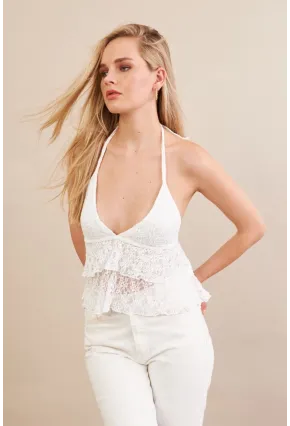 Kadın Beyaz Dantel Bluz ZH324