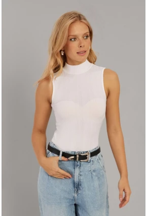 Kadın Beyaz Fitilli Kolsuz Bluz LPP1261