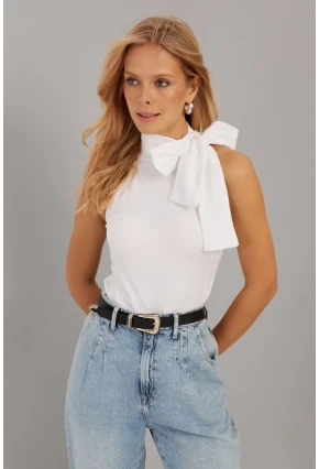 Kadın Beyaz Fiyonklu  Bluz EY2726