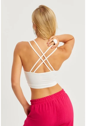 Kadın Beyaz Gloplu Büstiyer CG349