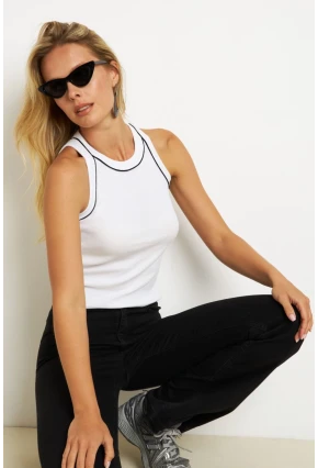 Kadın Beyaz Halter Yaka Kaşkorse Bluz AYD326