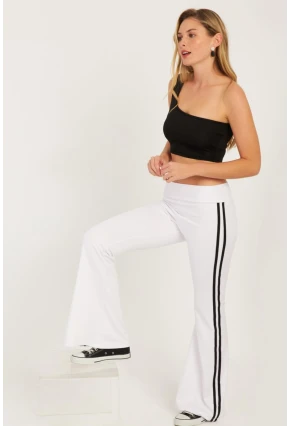 Kadın Beyaz İspanyol Paça Eşofman Altı SF2542