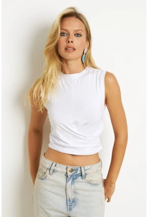 Kadın Beyaz Kruvaze Bluz YZ1105