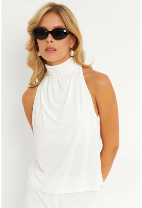 Kadın Beyaz Sırtı Düğmeli Bluz ELT3963