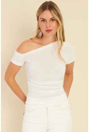 Kadın Beyaz Yanları Büzgülü Bluz YZ1017