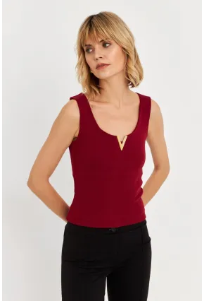 Kadın Bordo Aksesuarlı Kaşkorse Bluz RLO116