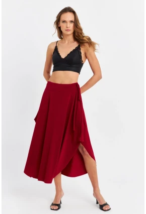 Kadın Bordo Asimetrık Etek LV52 LV52