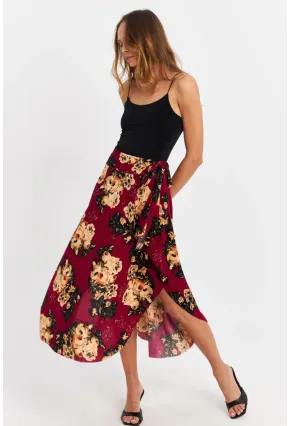Kadın Bordo Asimetrik Etek LV81
