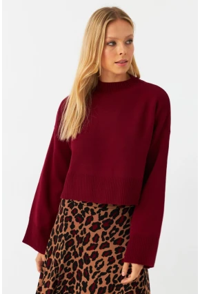 Kadın Bordo Kısa Kazak MYİL559