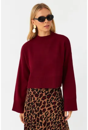 Kadın Bordo Kısa Kazak MYİL559