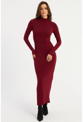 Kadın Bordo Maxi Elbise MLİK100