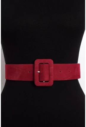 Kadın Bordo Süet Kemer BE206