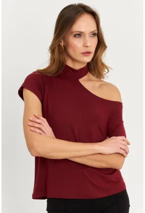 Kadın Bordo Tek Omuz Açık Bluz LPP1300