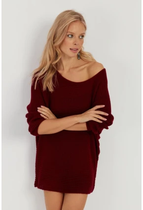 Kadın Bordo Triko Kazak SMT223