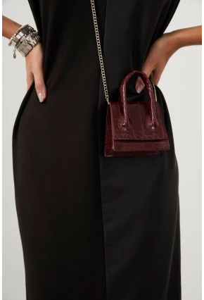 Kadın Bordo Zincir Askılı Mikro Çanta BE459
