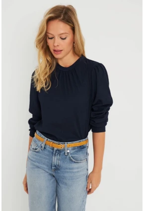 Kadın Bürümcük Bluz Lacivert AYD274