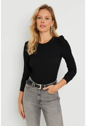 Kadın Bürümcük Bluz Siyah AYD284