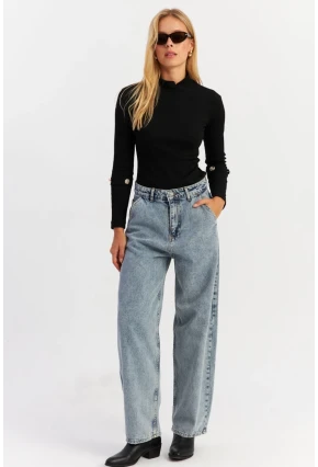 Kadın Buz Mavisi Baggy Pantolon AUR5