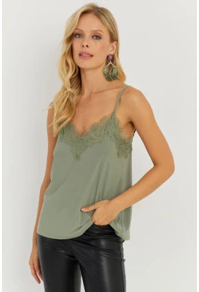 Kadın Çağla Yeşili Dantel Detaylı Atlet AYD265
