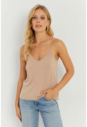 Kadın Camel Askılı Bluz AYD269