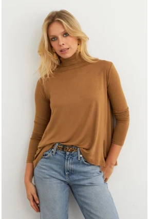 Kadın Camel Basic Balıkçı Yaka Bluz MKAZ501