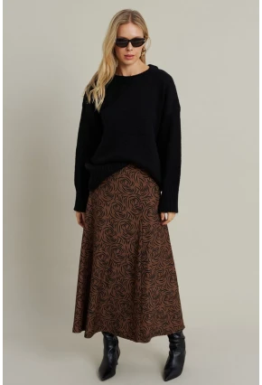 Kadın Camel Desenli Çan Etek MLON3007