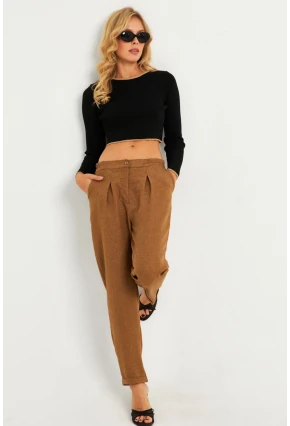 Kadın Camel Keten Pantolon DMR340