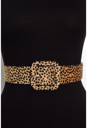 Kadın Camel Leopar Desenli Süet Kemer BE205