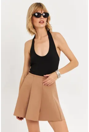 Kadın Camel Scuba Pilili Mini Etek DAF3204