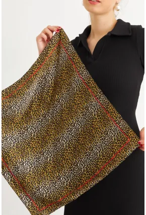 Kadın Camel-Siyah Saten Fular FİR100