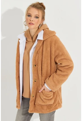 Kadın Camel Teddy Ceket Q980