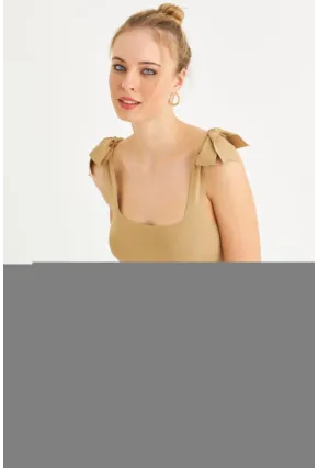 Kadın Camel Triko Bluz YV236