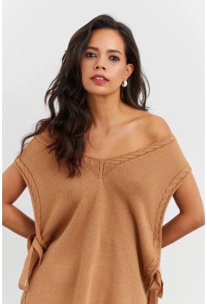 Kadın Camel Triko Süveter YV103