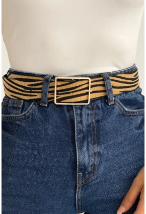 Kadın Camel Zebra Desen Kemer BE608