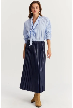 Kadın Eflatun Beli Lastikli Pilise Etek GÇ190