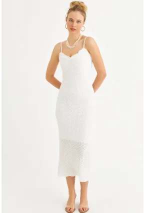 Kadın Ekru Astarlı Dantel Maxi Elbise YEL221662